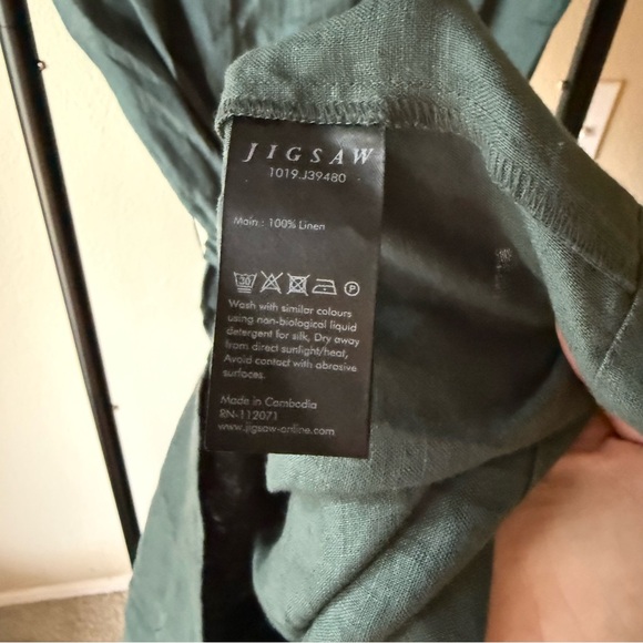 Jigsaw linen Deep Green Wrap Mini Dress - Picture 4 of 4